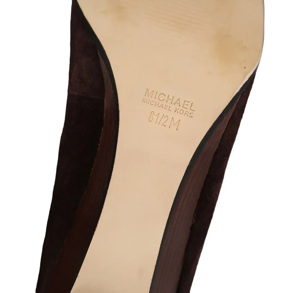 Michael Kors Shoes Women 8.5 Wedge Pump Leather Fashion Ballet Flat Brown Buckle